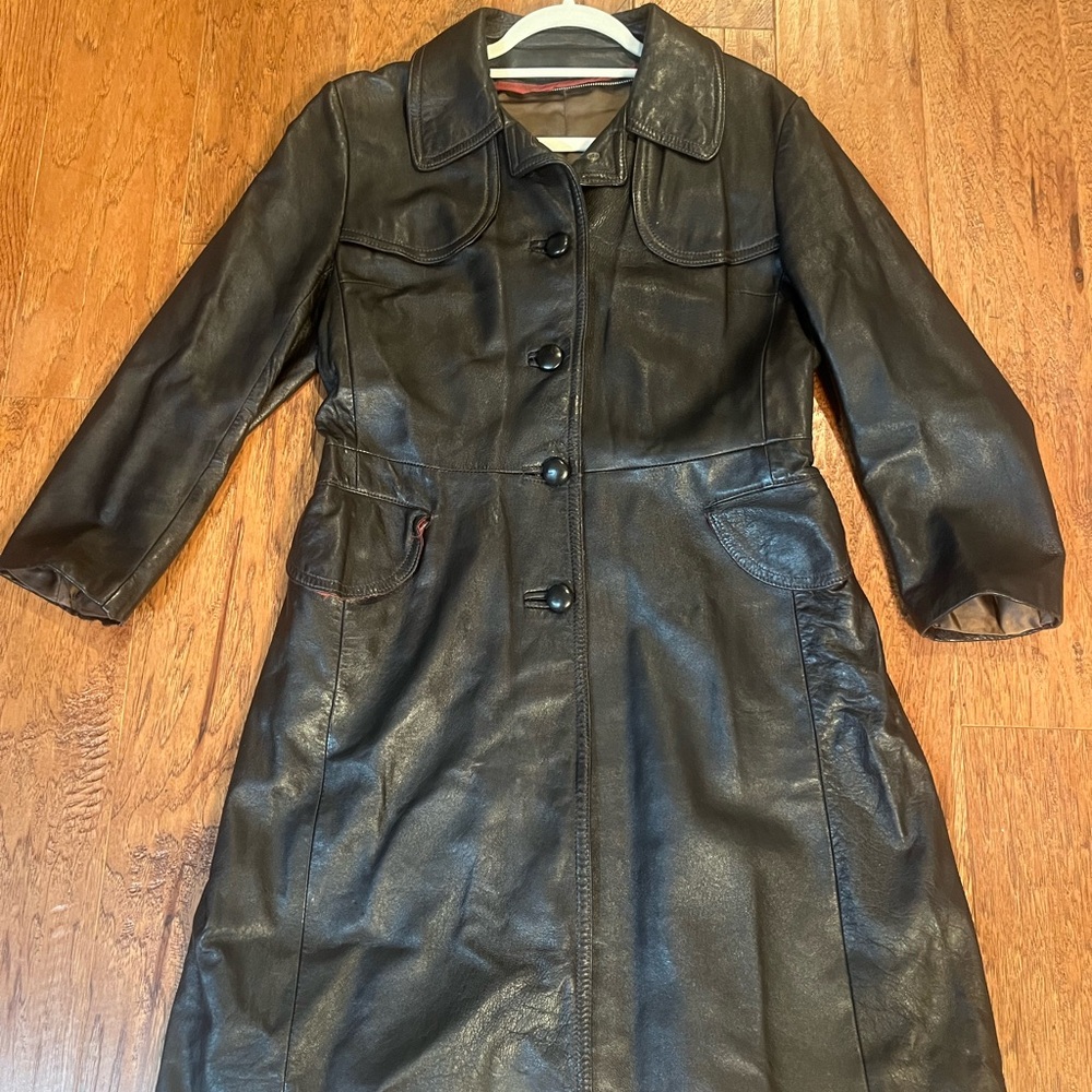 Vintage brown leather coat